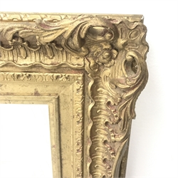 Swept gilt framed bevel edge mirror, W54cm, H65cm