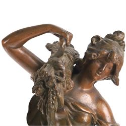 After Moreau, pair of spelter figures Les Bles and Nid de Mesanges