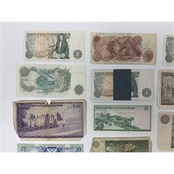 Banknotes including Bank of England Page Series D one pounds, other one pound notes, various The Royal Bank of Scotland Limited denominations, Clydesdale Bank Limited ten pounds 31st January 1979 ‘D/BD 060182’ etc 