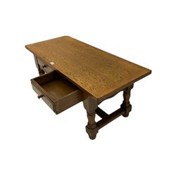 20th century rectangular oak coffee table, with two drawers