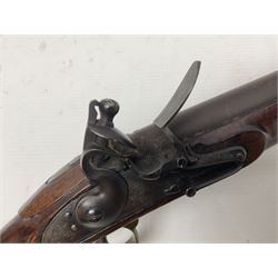 18th century flintlock coaching carbine, approximately 24-bore, maker Grice dated 1759, the 56cm(22