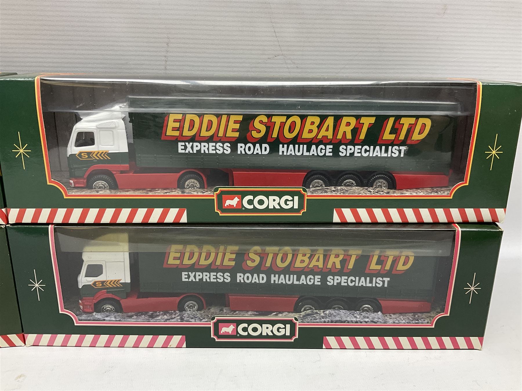 Corgi Eddie Stobart - eight various lorries; nos. 59502, 59503, 59504, 59538, TY87001, 60011 (3-piece set), 59508 & 59601; all boxed (8)