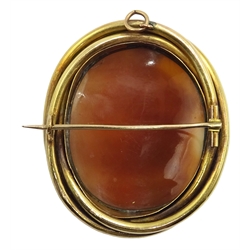  Victorian gold mounted cameo brooch, depicting a Bacchante Maiden  