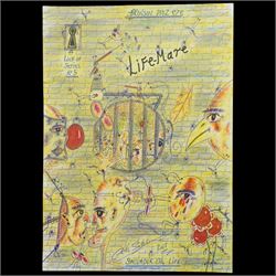 Charles Bronson (Charles Arthur Salvador) (British 1952-): A comprehensive collection of five hundred mixed media works executed between 2000 and 2025. Produced during the artist’s long-term incarceration, the works are primarily in ink, coloured pencil and mixed media on paper. The collection includes multiple formats: A5 (15 works), A4 (308 works), A3 (164 works) and A2 (13 works). Some are signed and dated; a number are executed on the reverse of official prison documents and other repurposed materials, reflecting the limited availability of art materials within the prison environment. This collection represents the largest body of the artist’s work to be offered as a single lot and has not previously been available on the market. (500) (unframed)

Notes: Dated examples span the period from 2000 to 2025, with the greatest concentration produced between 2012 and 2019 and including a group of recent large-scale works from the final years of the period; approximately twenty percent are undated.