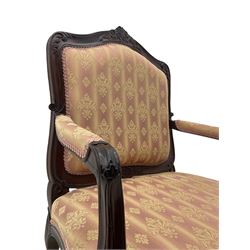 French style walnut framed upholstered armchair