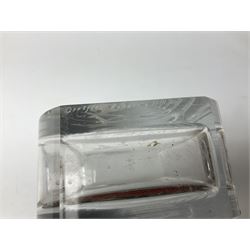 Orrefors art glass vase decorated with engraved Romeo and Juliet balcony scene, designed by Nils Lanberg circa 1950's, no. 3161, with etched marks beneath, H20cm