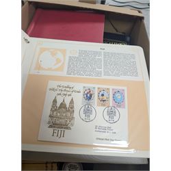 Collection of stamps, including 25th Anniversary Coronation albums, Royal Wedding First Day Covers album, Royal Mail Special Stamps 1986, 1987 and 1989, Locomotive Philatelica album, etc