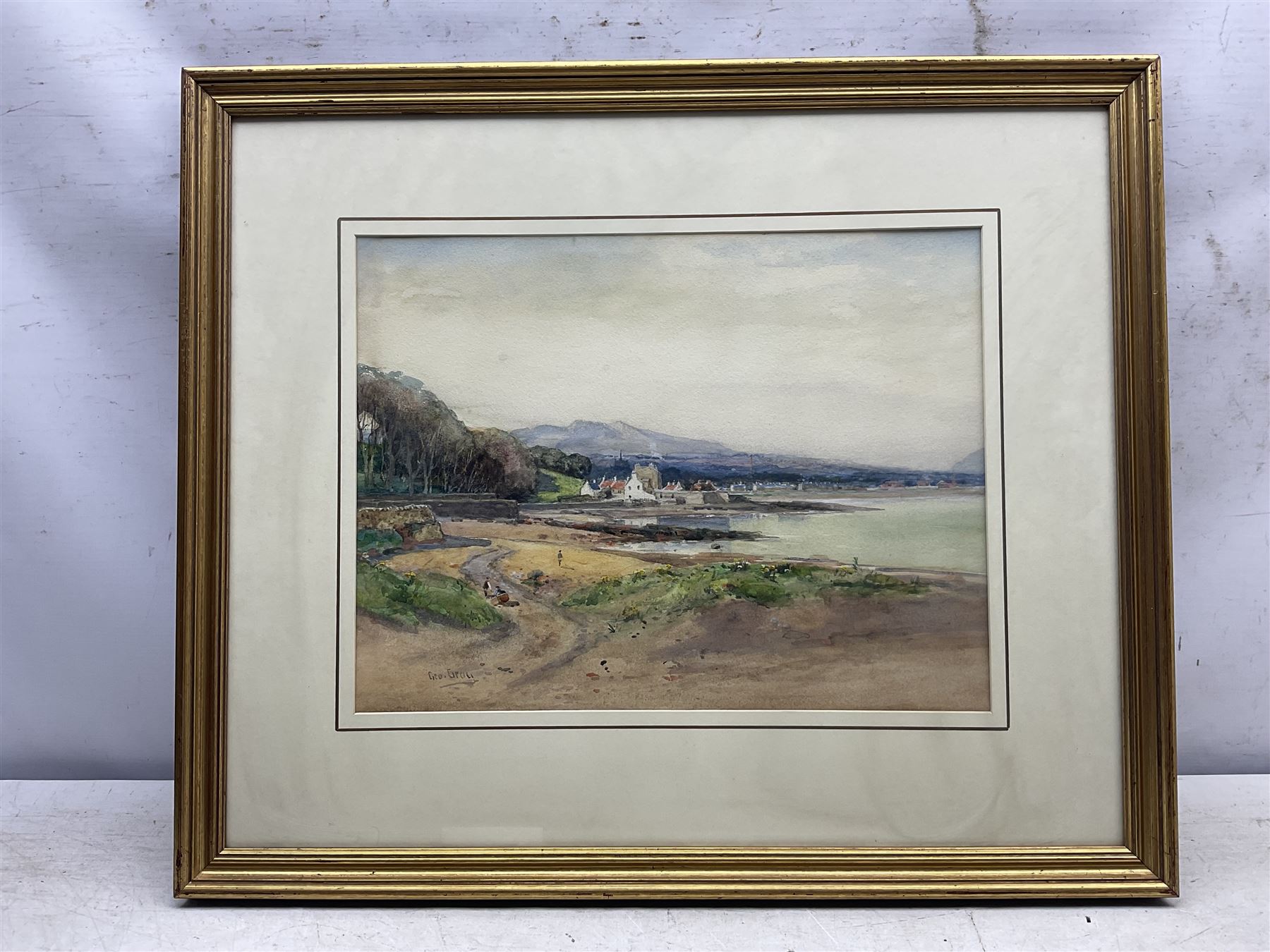 George Gray (Scottish 1880-1910): Scottish Inlet Village, watercolour signed 34cm x 45cm