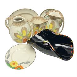 Murano glass dish together with three Myott jugs etc