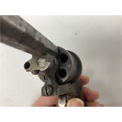 19th century 7mm five-shot pin-fire revolver, the cylinder marked 'The Savety (sic) American Revolver 1879', with folding trigger and two-piece walnut grip L18cm