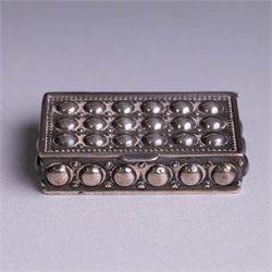 Modern silver snuff box, of rectangular form decorated in relief with bead decoration, wit...
