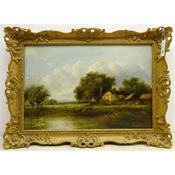 Joseph Thors (British 1843-1898): Landscape with Farmstead, oil on canvas signed 40cm x 60cm