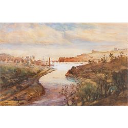 Alfred George Morgan (British 1848-1930): View Over Whitby and Dockyard, two watercolours signed, 34cm x 52cm and 23cm x 33cm (2)