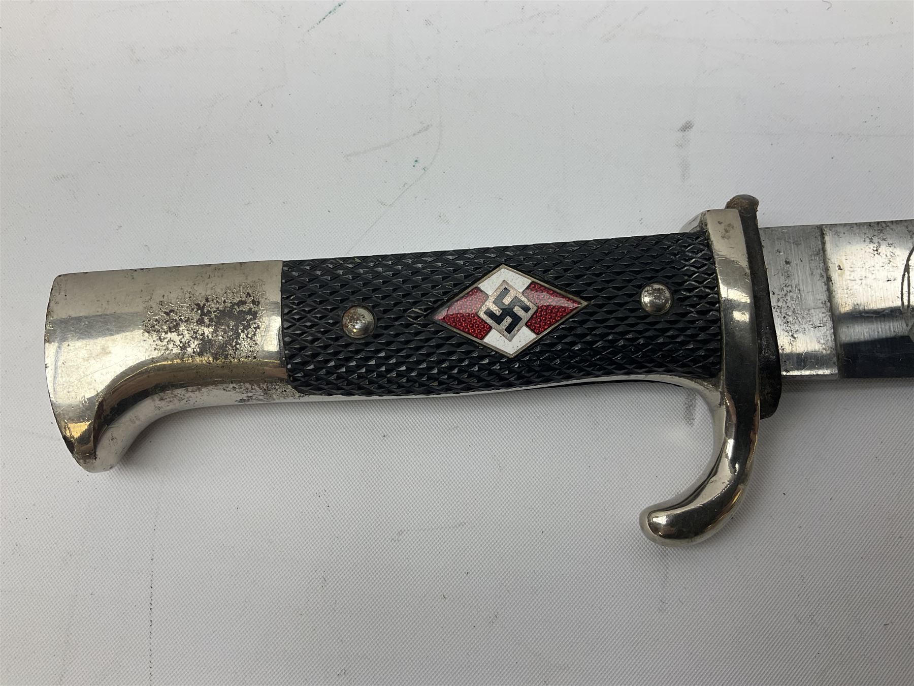 A dagger M 37 for leaders, manufacturer M 7/36, E. & F. Hörster, Solingen  Very good bright blade, the obverse with etched motto Blut und Ehre!  (Blood and Honour!), the reverse etched