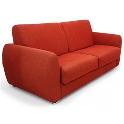 Dienne - Sofabed upholsted in red fabric, with two matching cushions