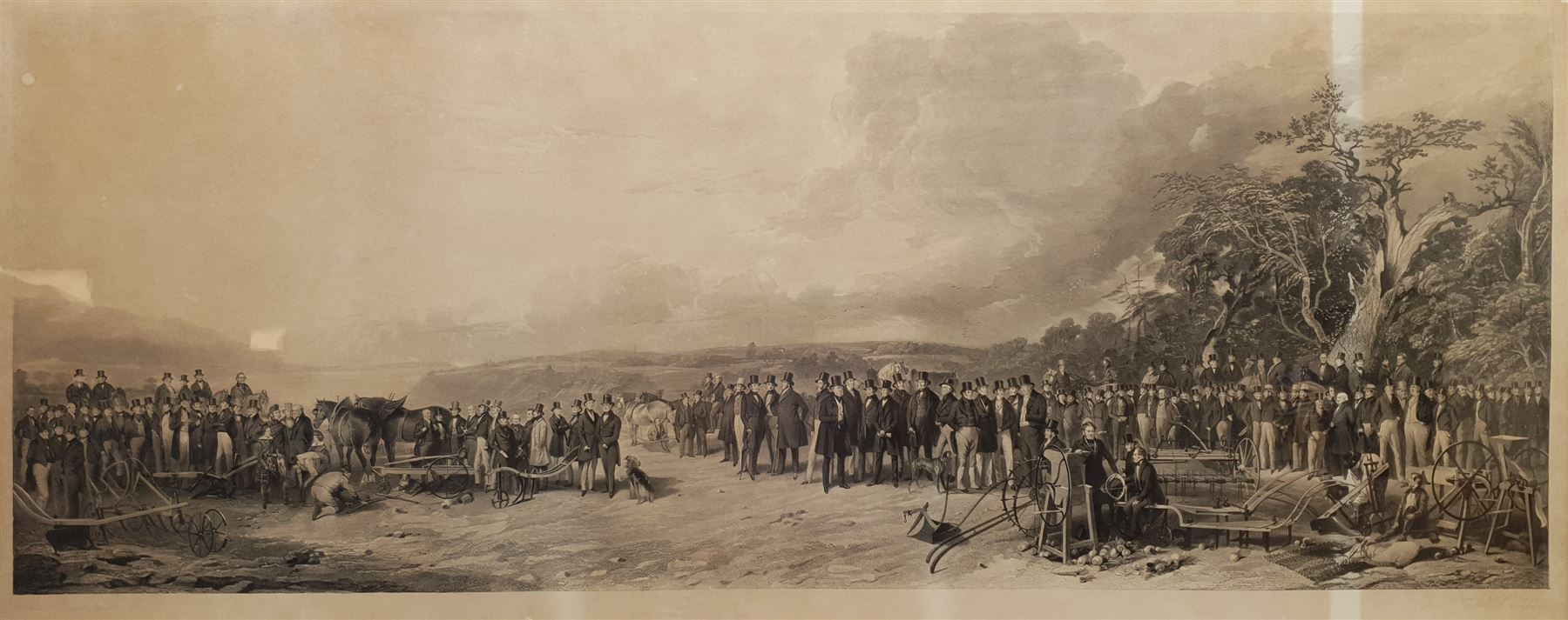 S W Reynolds engr. after Richard Ansdell (British 1815-1885): 'The Country Meeting of the Royal Agricultural Society', monochrome engraving pub. Thomas Agnew Manchester 1843, key to the individual figures verso 55cm x 127cm