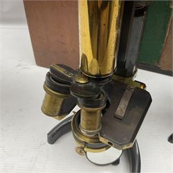 Three microscopes, comprising Swift and Son, Beck model 22 no 5512 amd E. Leitz Wetzlar no 113555, all boxed