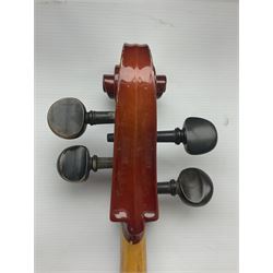 Two student half-size cellos - Boosey & Hawkes Artia with 65cm one-piece back and spruce top; bears maker's label; L104cm overall; and Romanian with 65.5cm two-piece maple back and ribs and spruce top; bears label; L108.5cm overall; each in soft carrying case with two bows (2)