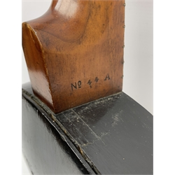 Early 20th century five-string banjo with ebonised frame and walnut neck, the headstock with engraved nickel plated mounts, impressed No.44A, L91cm