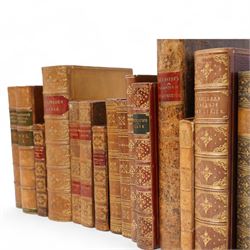 'The Works of Mr Thomas Otway' printed for D Browne et al, two volumes 1722 all edges gilt, rebound in full calf, Gay, John - 'Poems on Several Occasions' 1767, two volumes, all edges gilt in full calf and other leather bound poetical works etc