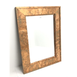 Acid washed copper framed rectangular wall mirror, bevelled plate, 91cm x 122cm 