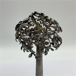 Modern silver and silver-gilt model of a partridge in a pear tree, hallmarked London 1979, maker's mark RFE, H9.5cm
