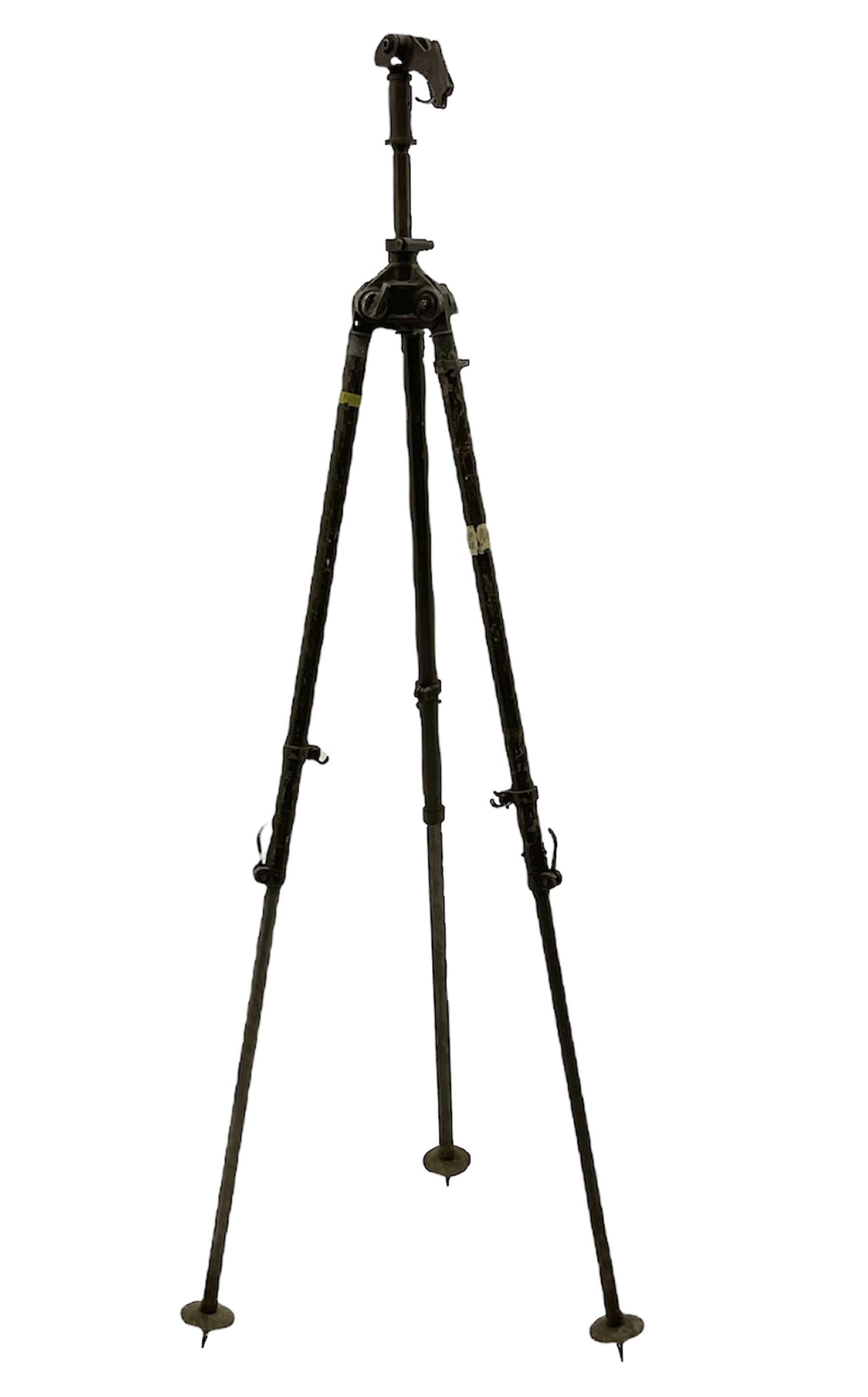 German machine gun stand of adjustable tripod form, marked 'NHW 7/63 12 -135 - 6089'