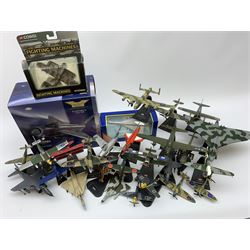 Corgi - Aviation Archive limited edition 1:72 scale EE Lightning F3 5 Sqn 1978, boxed; 59902 Concorde with new livery, boxed; Fighting Machines Bombers of the World Avro Lancaster No.CS90331, boxed; and over twenty other die-cast WW1, WW2 and later aircraft, most with plastic stand, some marked Amer Collection, unboxed 