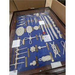 Silver plated cocktail shaker and goblets, knot display, House of Fraser silver plated canteen, costume jewellery, etc 