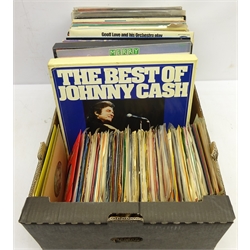  Vinyl LP's and singles, 'The Greatest Hits of 1988', Johnny Cash, Jimi Hendrix and other LP's in one box  