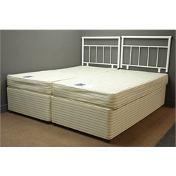  Pair 3' divan beds, white headboards, with Sleep Vendor mattresses, W92cm, H120cm, L194cm  