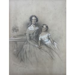 Georges Woodley (British 19th Century): Portrait of a Mother and Child, watercolour and pencil signed and dated 1840, 46cm x 36cm 