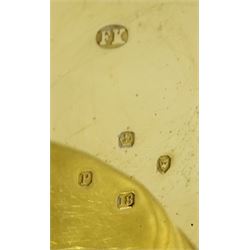 Victorian 18ct gold open face keyless lever pocket watch by L.N. Hobday & Co, Birmingham, No. 33936, white enamel dial with Roman numerals, back case engraved with coat of arms, inscription 'Supra Spem Spero' (I hope beyond hope) and initialled, case markers mark FK, London 1890