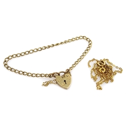  9ct gold child's heart locket bracelet, hallmarked and 14ct gold chain, stamped 585   