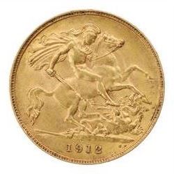 King George V 1912 gold half sovereign coin