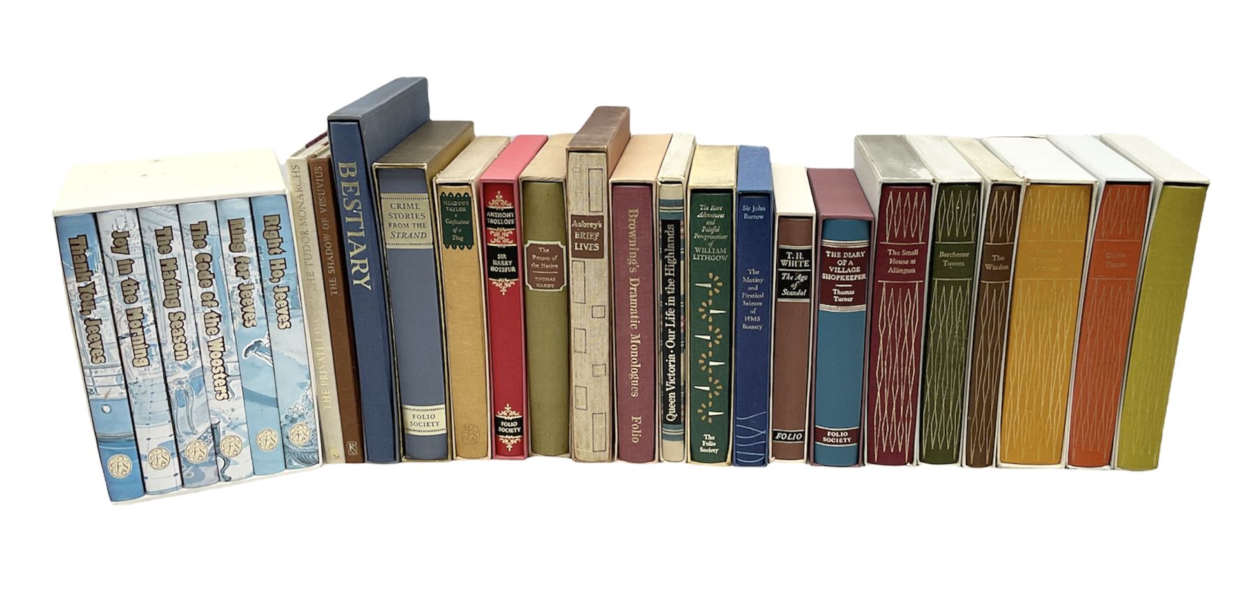 Folio Society books, to include Jeeves & Wooster by P.G. Wodehouse; six book box set, Crimes and stories from the Strand, Queen Victoria our life in the Highlands, The Age of Scandal 