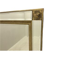 Rectangular wall mirror, antique gilt and mirrored frame, bevelled plates