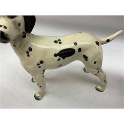 Three West German figures of Boxer dogs, Coopercraft figure of a dalmatian, Crested ware owl, West German horse figure group, Basil Matthews studio fox figure, Wade and other ceramic and composite  animal figures