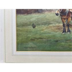 Edwin Bottomley (British 1865-1929): Hay Making, watercolour signed and dated 1912, 25cm x 34cm 