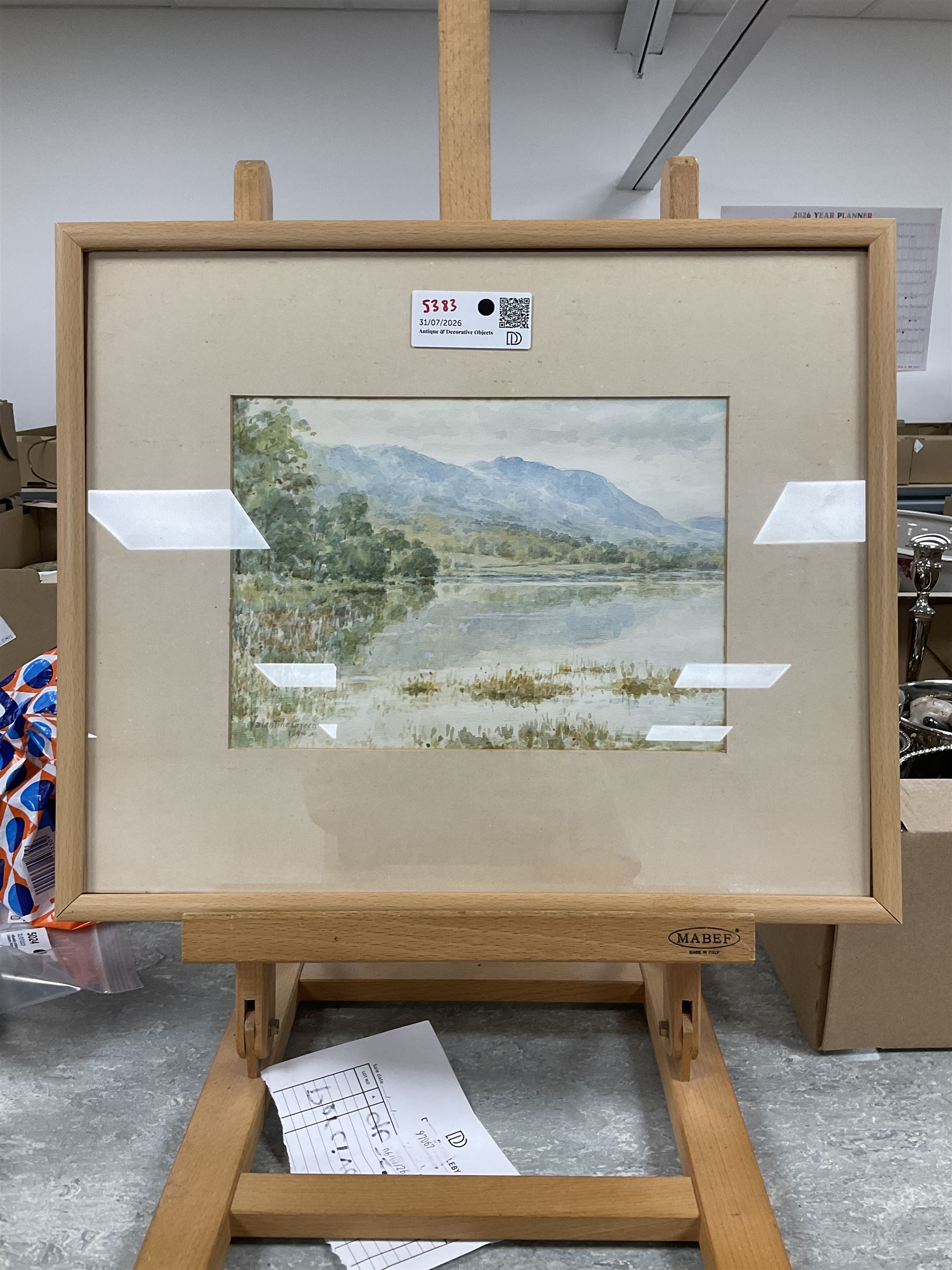 Valentine Green (20th century): Calm River Landscape in Summer, pair of watercolours signed and dated 1944 both 18.5cm x 26cm (2)