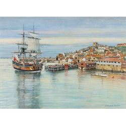 Edward Nolan ARCA (British 1934-): Whitby Harbour, mixed media signed 22cm x 30cm