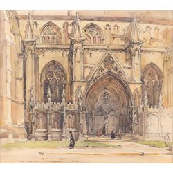 Frederick (Fred) Lawson (British 1888-1968): 'Lincoln' Cathedral, watercolour signed and dated 1929, 27cm x 30cm 