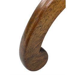 20th century mahogany rectangular footstool, needlework upholstered drop-in seat, on ball and claw carved feet (W81cm, D35cm, H34cm); 19th century elm stool, needlework upholstered drop-in seat, on square moulded supports united by plain stretchers (W45cm); 19th century walnut stool, shaped top upholstered in needlework, on cabriole supports (W50cm); 19th century rosewood stool, upholstered drop-in seat, on curved x-framed supports united by turned stretcher (W47cm)