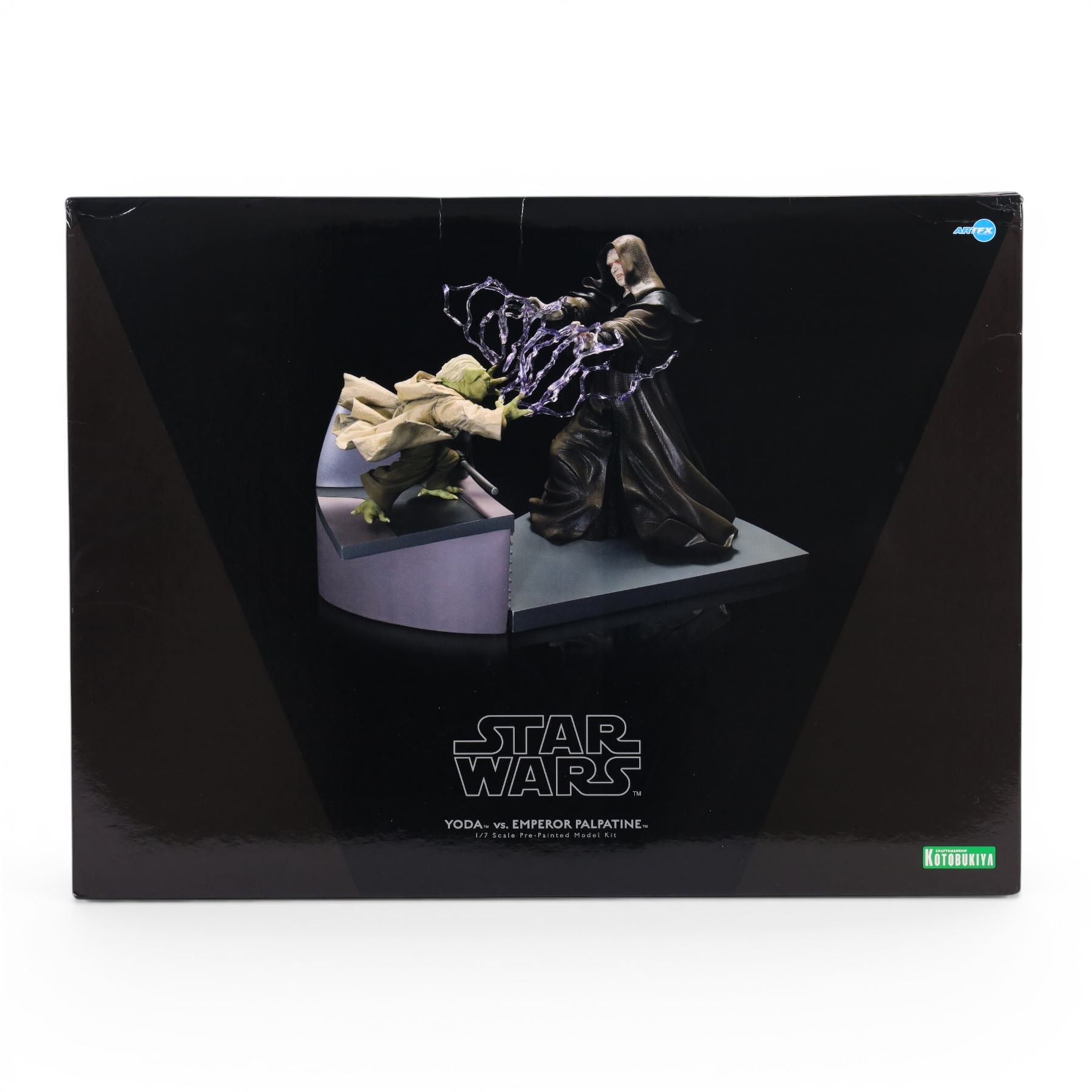 Kotobukiya Artfx Star Wars Yoda vs. Emperor Palpatine 1:7 scale pre-painted model kit, boxed