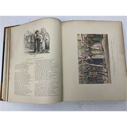 The Library Shakspeare Illustrated by Sir John Gilbert, George Cruikshank and R. Dudley with laid-in colour plates, three volumes, uniformly bound in half leather with a.e.g.