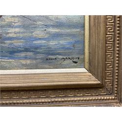 David Martin (Scottish fl.1884-1935): Fishing Boats Moored on the Coast of Scotland, oil on canvas signed 29cm x 39cm