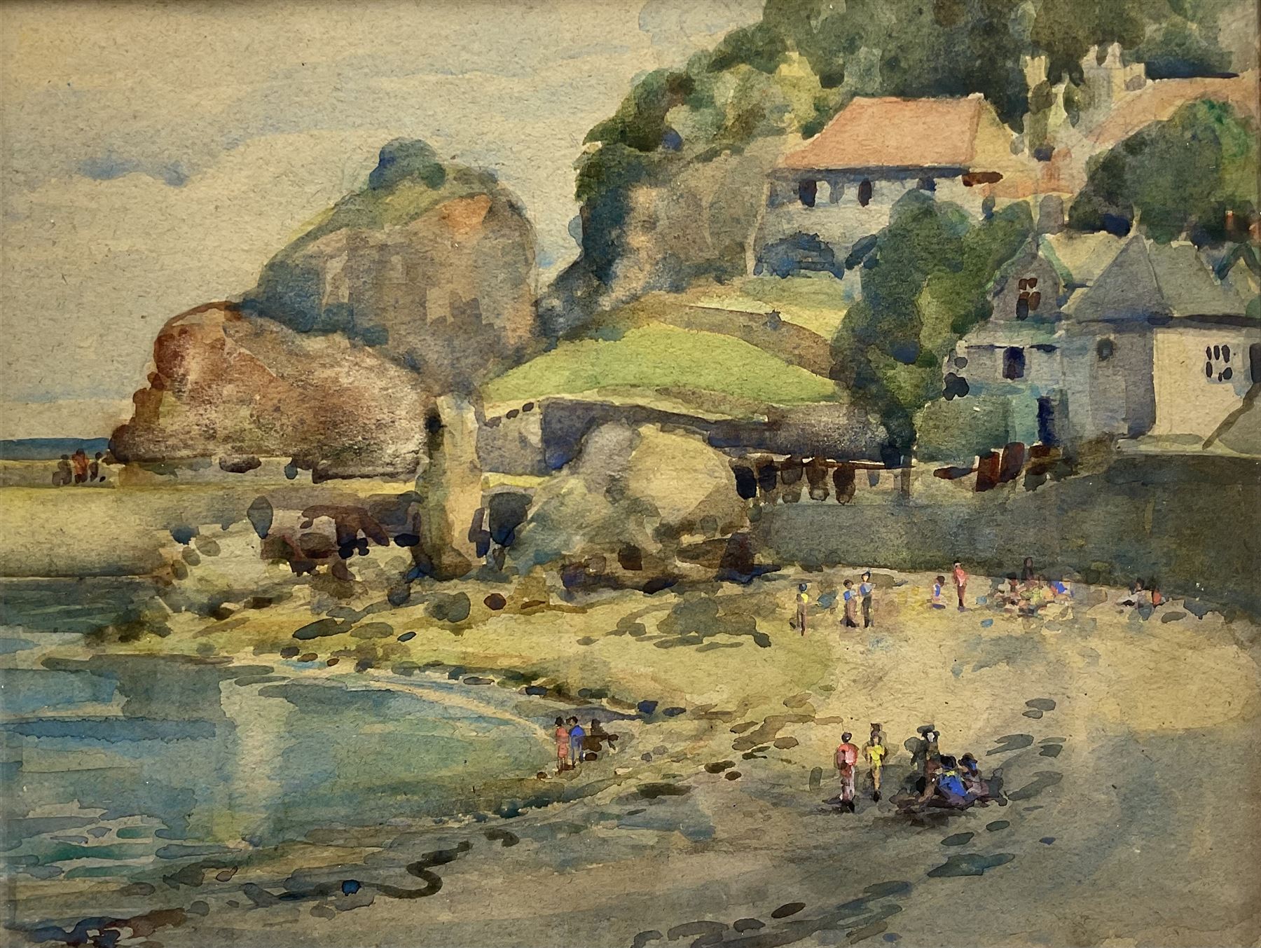 Clitheroe (British 20th century): ‘Babbacombe Bay - Devon’, watercolour signed, titled and dated 1950 verso 27cm X 35cm