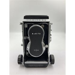 Mamiyaflex C3 TLR camera body, serial no. 215034, with 'Mamiya Sekor 1:2.8 f80mm' lens serial no. 765932