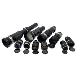 Collection of Nikon and Nikkor lenses, to include 'Nikkor-P Auto1:4.5 f=300mm', serial no. 310750, 'Nikkor-S Auto 1:2.8 f=3.5cm', serial no. 927213, 'Micro-Nikkor Auto 1:3.5 f=55mm' serial no.205406, 'Auto Nikkor Telephoto-Zoom 1:4 f=8.5cm - 1:4.5 f=25cm', serial no. 158512 etc