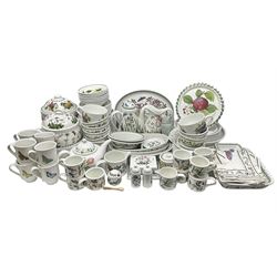 Portmeirion tea and dinner wares, mainly in Botanic Garden pattern, to include, eight dinnerplates, nine side plates, eight bowls, eight mugs, cheese dish and cover, covered tureen, platters, salt and pepper etc, 